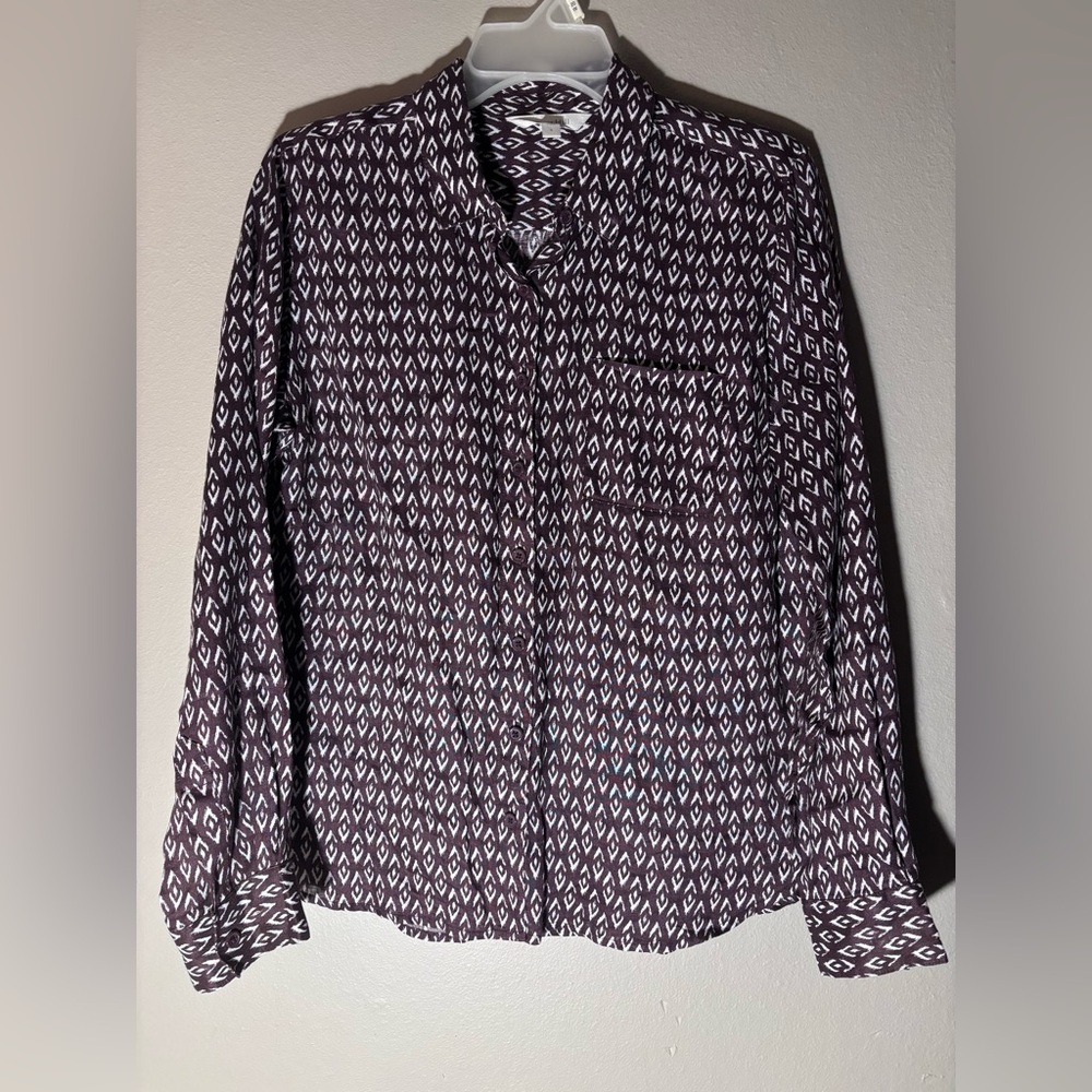 Garnet Hill brown and White Button Down Shirt
